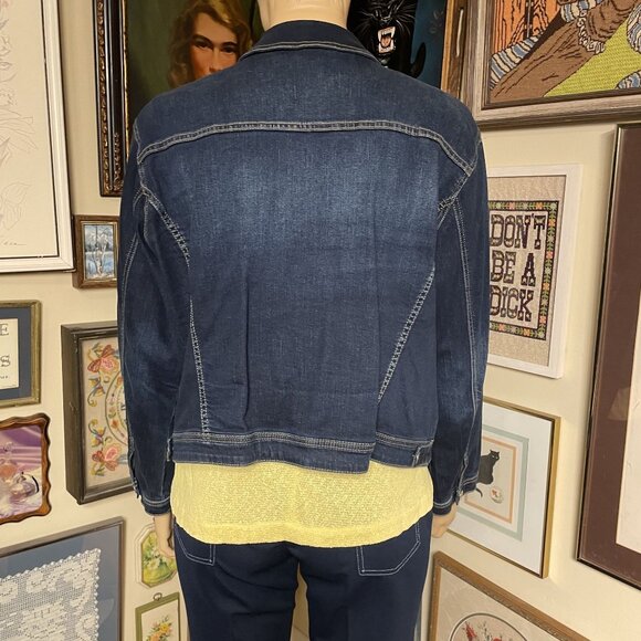 Lane Bryant Womens Classic Fit Stretch Plus Size Dark Wash Denim Jacket Size 26 - Picture 3 of 5